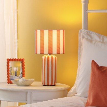 Dar - Cicada Table Lamp with Shade (Orange and Polished Chrome)