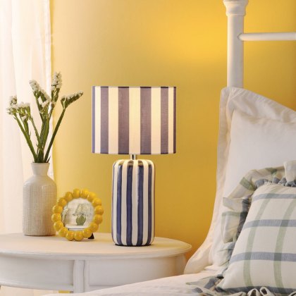 Dar - Cicada Table Lamp with Shade (Blue and Polished Chrome)