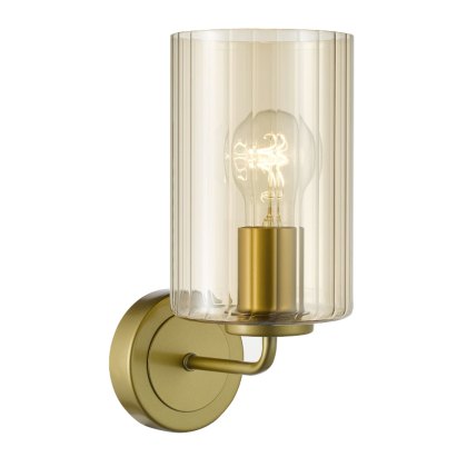 Dar - Daylin Wall Light (Satin Gold and Amber Ribbed Glass)