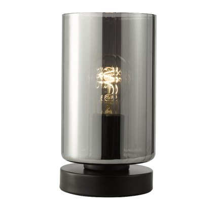 Dar - Daylin Table Lamp (Satin Black and Smoked Ribbed Glass) Dar - Daylin Table Lamp (Satin Black and Smoked Ribbed Glass)