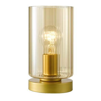 Dar - Daylin Table Lamp (Satin Gold and Amber Ribbed Glass) Dar - Daylin Table Lamp (Satin Gold and Amber Ribbed Glass)