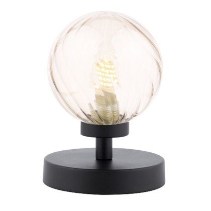 Dar - Esben Touch Table Lamp (Matt Black With Twisted Amber Glass) Dar - Esben Touch Table Lamp (Matt Black With Twisted Amber Glass)