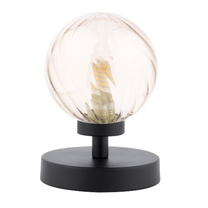 Esben - Touch Table Lamp (Matt Black With Twisted Amber Glass)