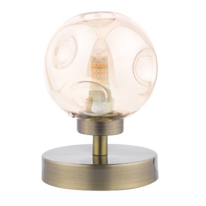 Dar - Touch Table Lamp (Antique Brass With Closed Organic Amber Glass)