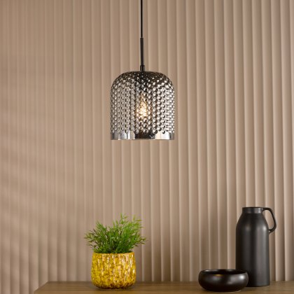 Dar - Esila Pendant Matt Black and Smoked Glass