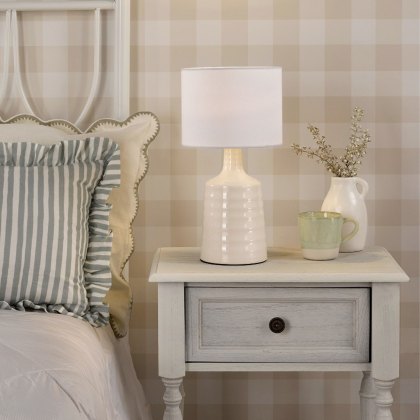 Dar - Inci Table Lamp (Cream With Shade)