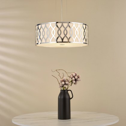 Dar - Locryn 4 Light Pendant (Polished Chrome and Ivory)