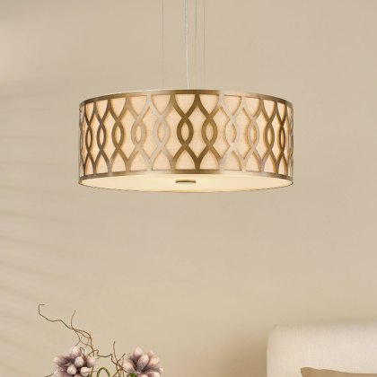 Dar - Locryn 4 Light Pendant (Brushed Bronze and Taupe)