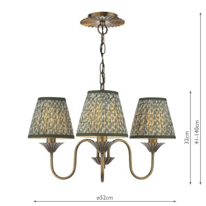 Dar - Lydian 3 Light Pendant (Antique Bronze With Shade)