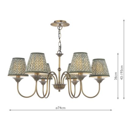 Dar - Lydian 6 Light Pendant (Antique Bronze With Shade)