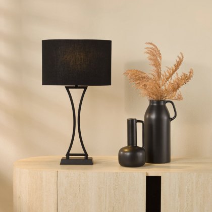 Dar - Oporto Table Lamp (Matt Black With Shade)