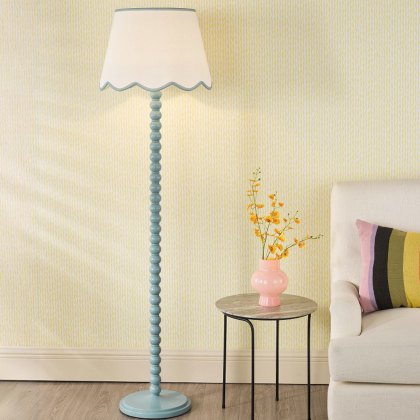 Dar - Spool Floor Lamp Blue With Shade