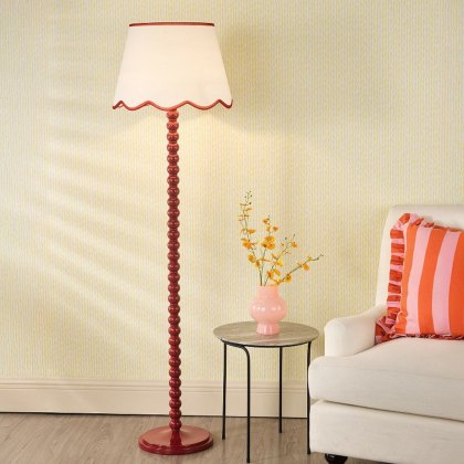 Dar - Spool Floor Lamp Red With Shade