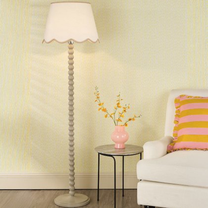 Dar - Spool Floor Lamp Taupe With Shade