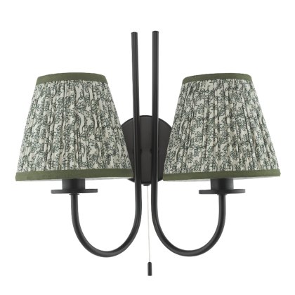 Dar Becca - 2 Light Wall Light (Matt Black and Green With Shade)