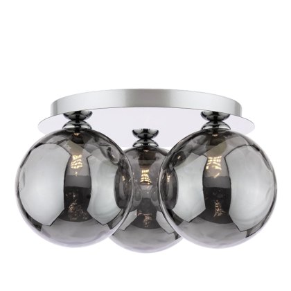 Dar Foley - 3 Light Ceiling Light (Polished Chrome With Smoked Dimpled Glass)