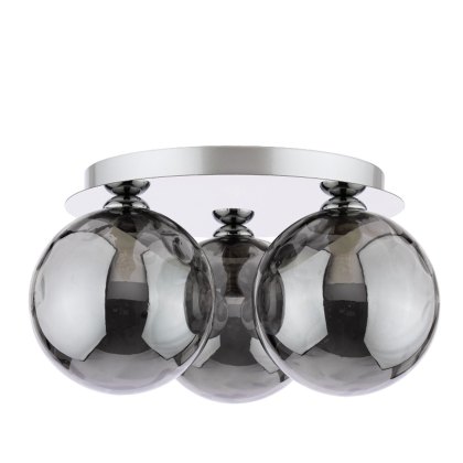 Dar Foley - 3 Light Ceiling Light (Polished Chrome With Smoked Dimpled Glass)