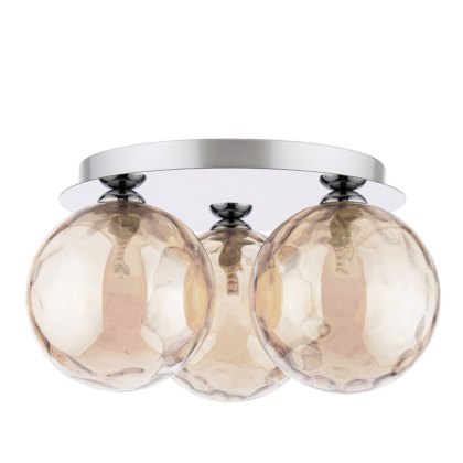 Dar Foley - 3 Light Ceiling Light (Polished Chrome With Amber Dimpled Glass)