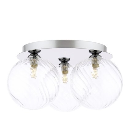 Dar Foley - 3 Light Ceiling Light (Polished Chrome With Closed Glass)