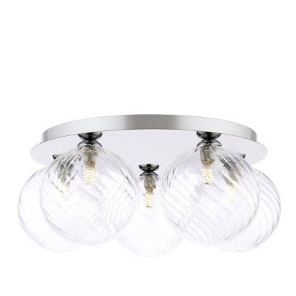 Dar Foley - 5 Light Ceiling Light (Polished Chrome With Closed Glass)