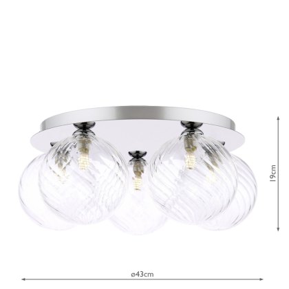 Dar Foley - 5 Light Ceiling Light (Polished Chrome With Closed Glass)