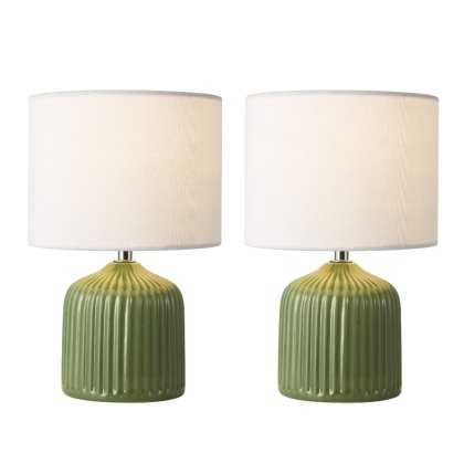Dar Gigi - Green Table Lamp With Shade (Twin Pack)