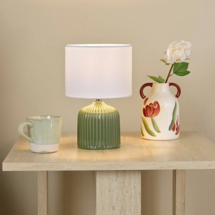 Dar Gigi - Green Table Lamp With Shade (Twin Pack)