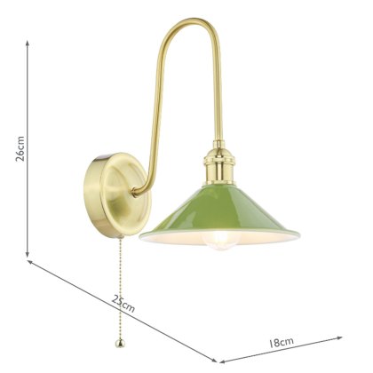 Dar Hadano - Wall Light (Natural Brass and Matt Green)