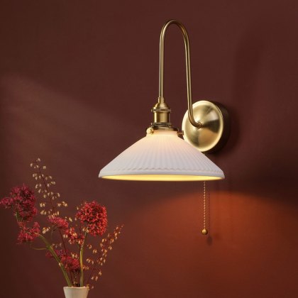 Dar - Hadano Wall Light (Natural Brass and White)