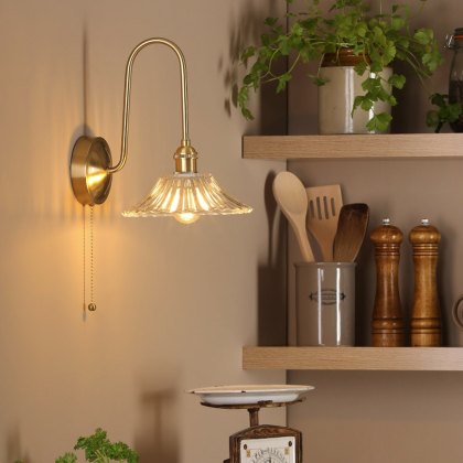 Dar Hadano - Wall Light (Natural Brass and Glass)