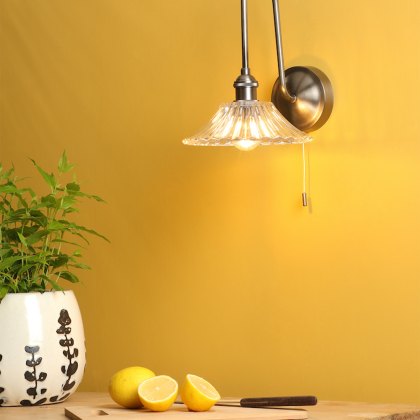 Dar - Hadano Wall Light (Antique Chrome and Glass)