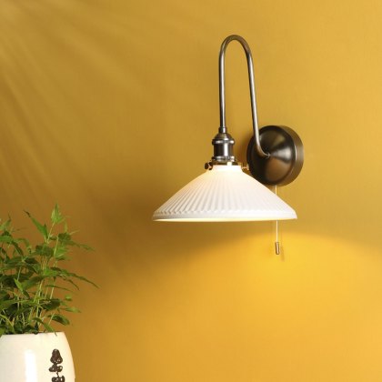 Dar Hadano - Wall Light (Antique Chrome and White)