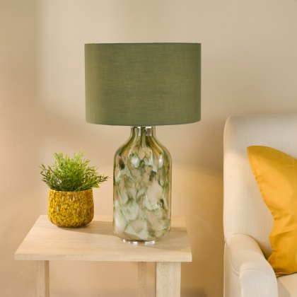 Dar - Nuria Table Lamp Green Art Glass With Shade