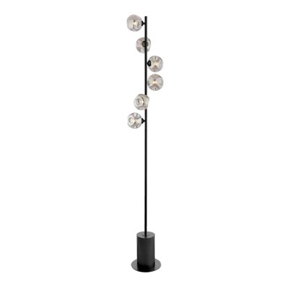 Dar - Spiral 6 Light Floor Lamp Matt Black With Smoked Glass