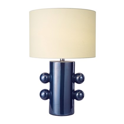 Dar - Tisha Table Lamp Blue and Polished Chrome With Shade