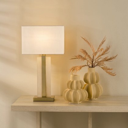 Dar - Tokori Table Lamp Alabaster and Brushed Gold With Shade