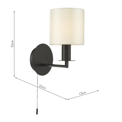 Dar - Tyler Wall Light Matt Black With Shade