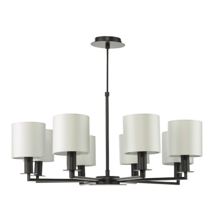 Dar - Tyler 8 Light Armed Pendant Matt Black With Shade