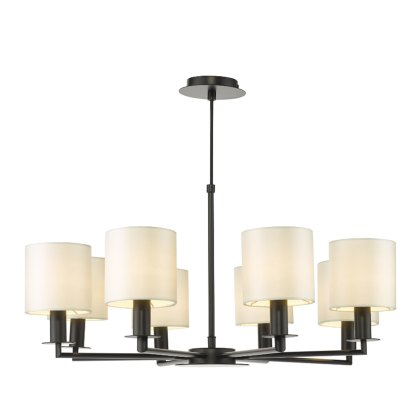Dar - Tyler 8 Light Armed Pendant Matt Black With Shade