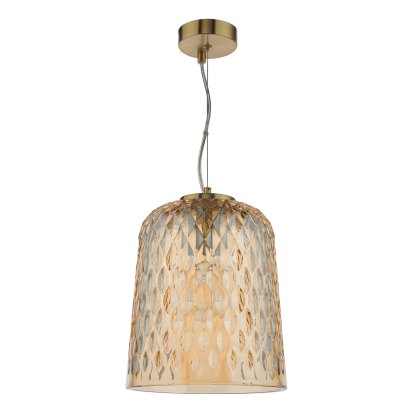 Dar - Varius Pendant Natural Brass and Amber Glass