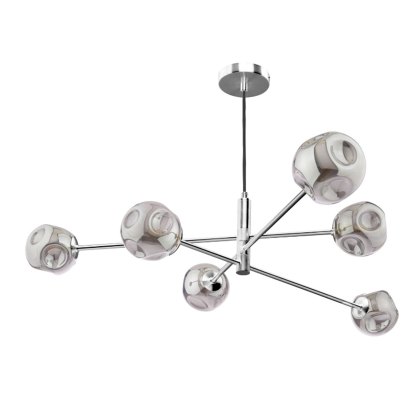 Dar - Vignette 6 Light Pendant Polished Chrome With Smoked Glass