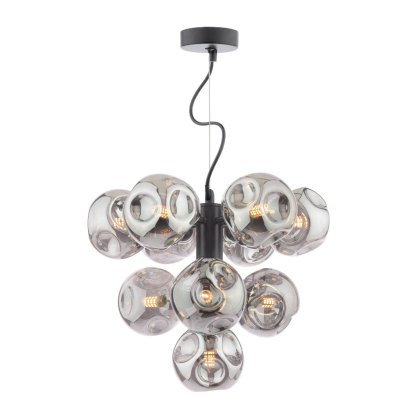 Dar Vine - 10 Light Pendant (Satin Black With Closed Organic Smoked Glass)