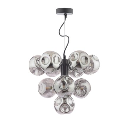 Dar Vine - 10 Light Pendant (Satin Black With Closed Organic Smoked Glass)