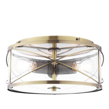 Laura Ashley - Beckworth 3 Light Flush Pendant (Antique Brass)