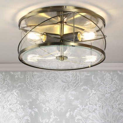 Laura Ashley - Beckworth 3 Light Flush Pendant (Antique Brass)