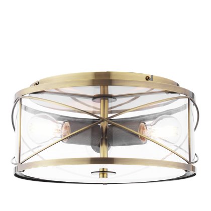 Laura Ashley - Beckworth 3 Light Flush (Antique Brass and Glass)