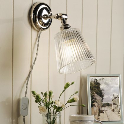 Laura Ashley - Callaghan Plugged Wall Light (Polished Nickel with Glass)