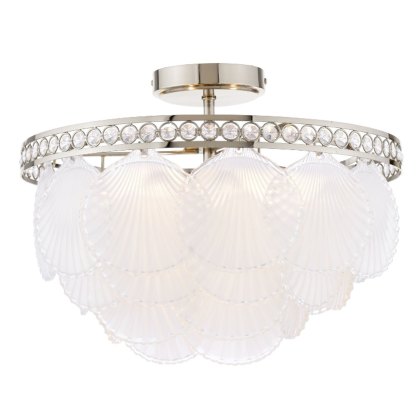 Laura Ashley - Caverton 4 Light Semi-Flush Ceiling Light (Polished Nickel and Glass)