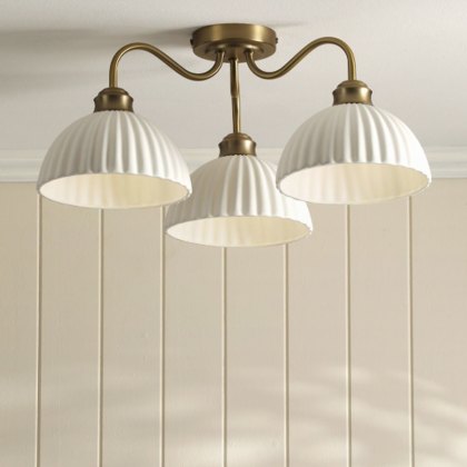 Laura Ashley - Durford Semi-Flush Ceiling Light (Matt Antique Brass)
