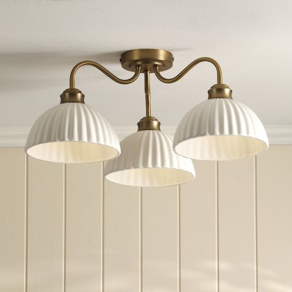 Laura Ashley - Durford Semi-Flush Ceiling Light (Matt Antique Brass)